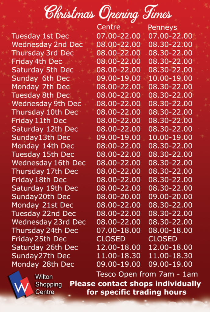 Christmas opening hours