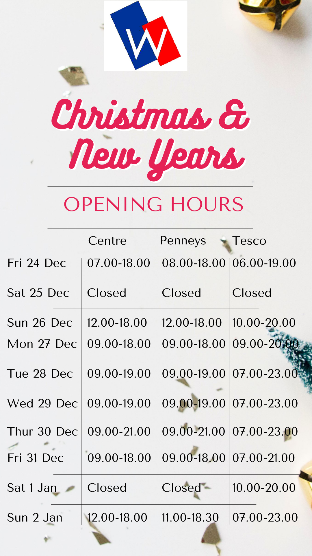 Wilton Shopping Centre Christmas and New Years Hours